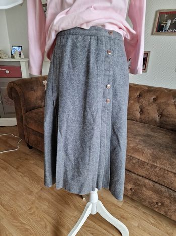 Jupe portefeuille trapèze gris anthracite look vintage 