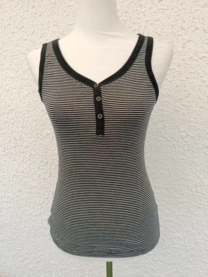 Débardeur basique rayé noir et blanc C&A taille S