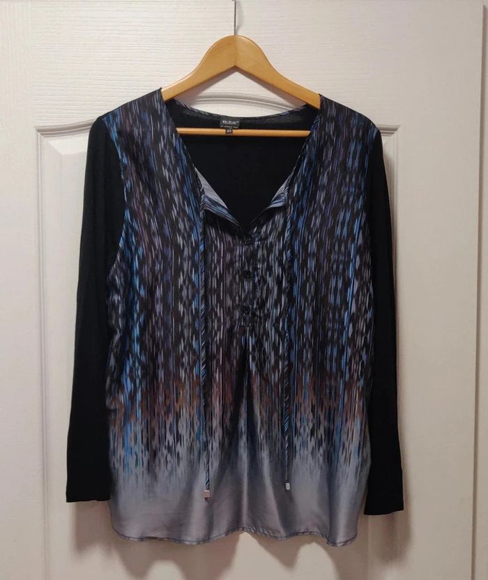 Blouse ml dégradé marron et bleu 44