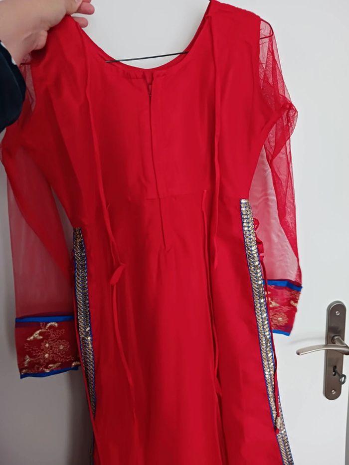 Tunique indienne bleue/rouge avec écharpe Taille 38 - photo numéro 7
