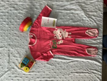 pyjama grenouillère en coton rose impression devant kitchoun 24 mois
