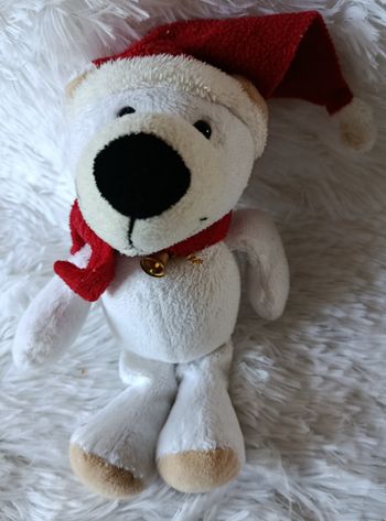 Doudou peluche ours polaire Noël - Kinder