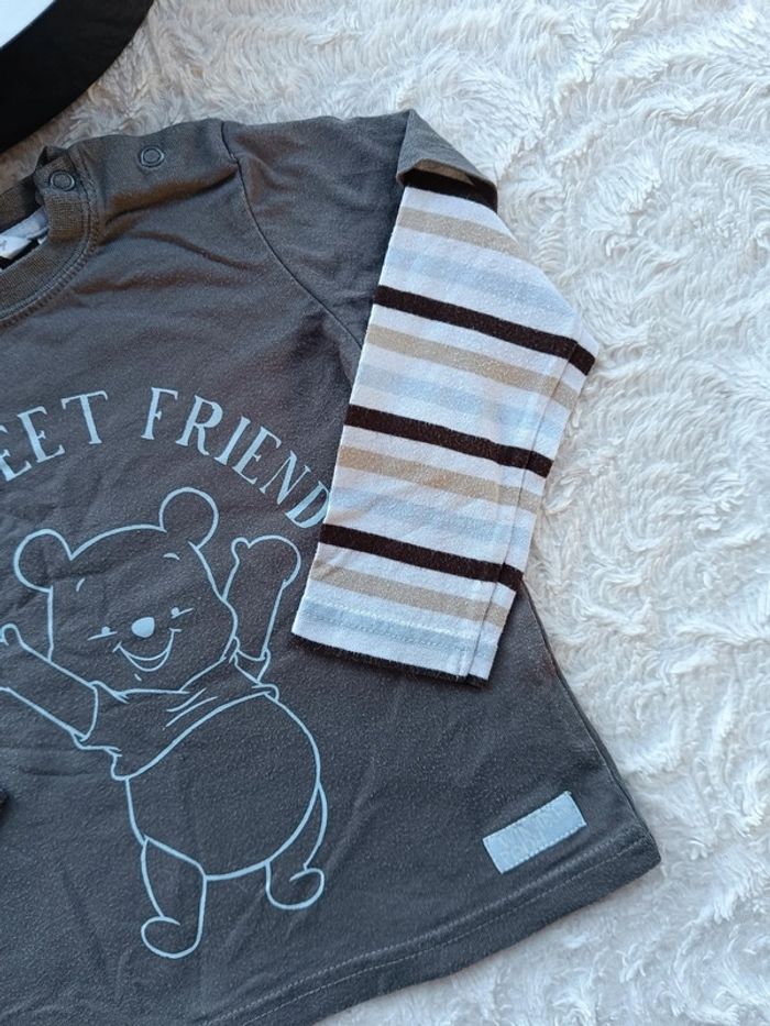 Tee shirt chemise manches longues Garçon 12/18 mois Winnie l'ourson my sweet friend H&M 100% coton - photo numéro 4