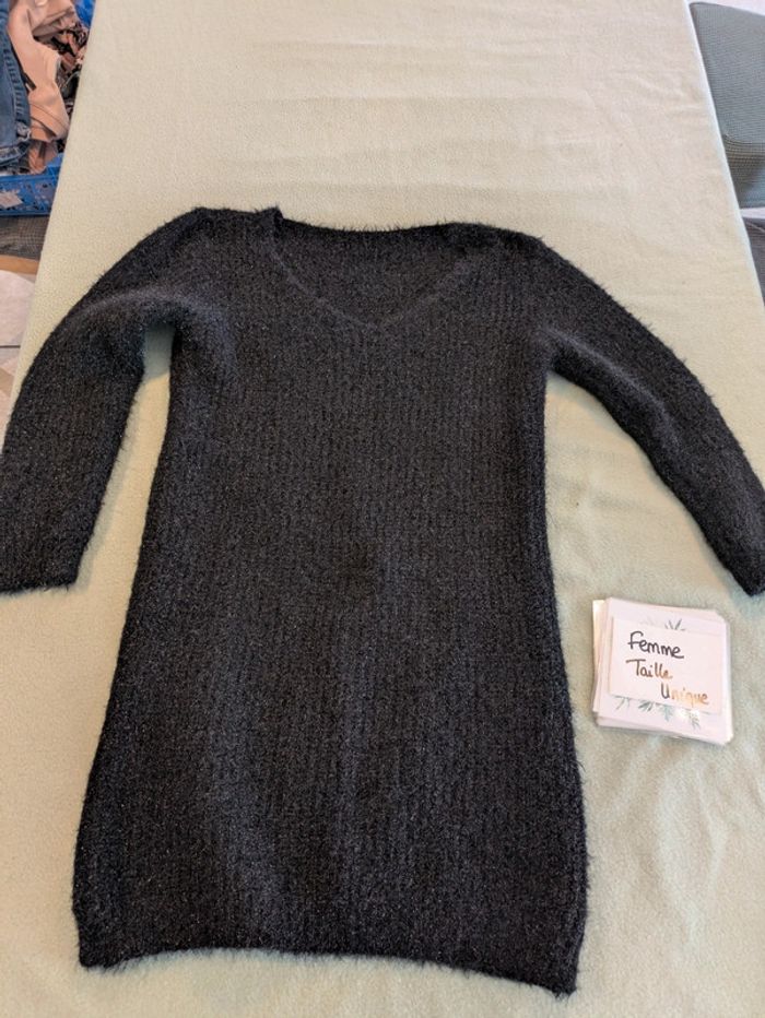 Robe pull noir mailles taille unique
