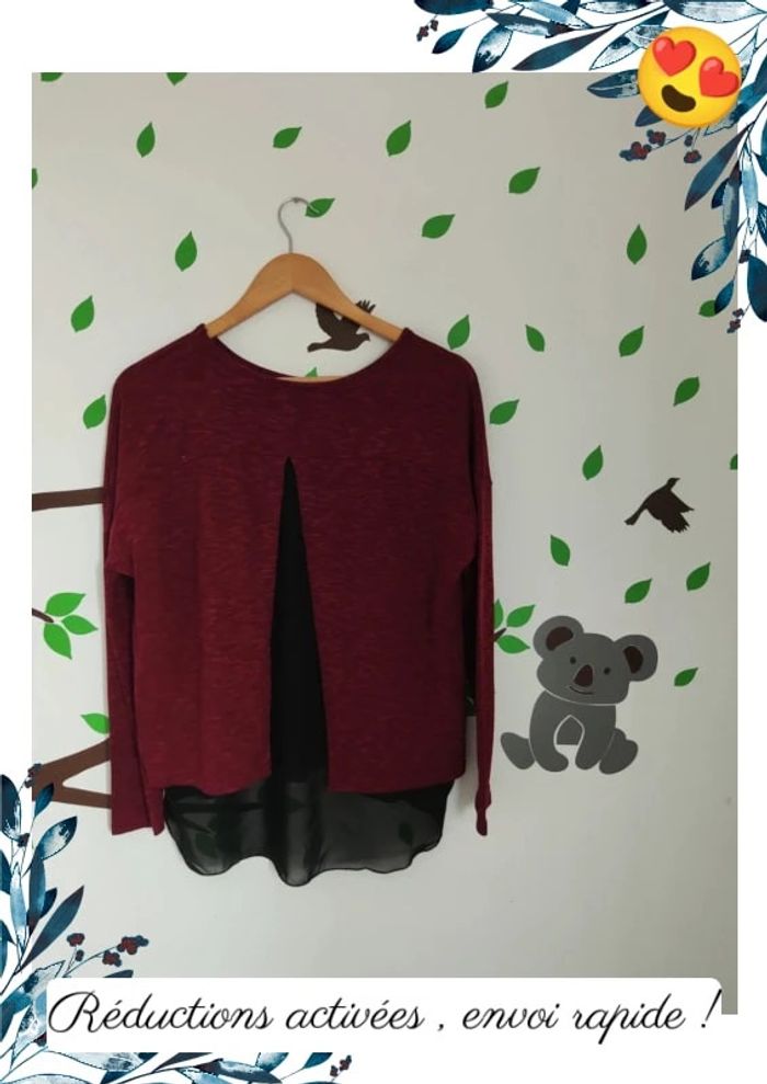 Pull bordeau femme - photo numéro 3