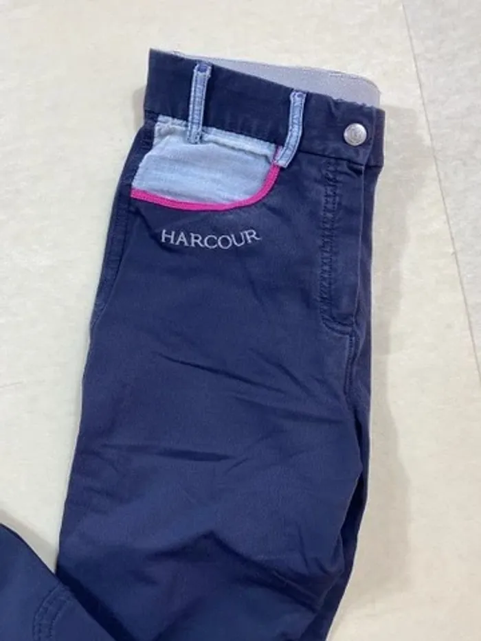 Pantalon Harcour – Bleu marine / Fuchsia – Taille 34 - photo numéro 3