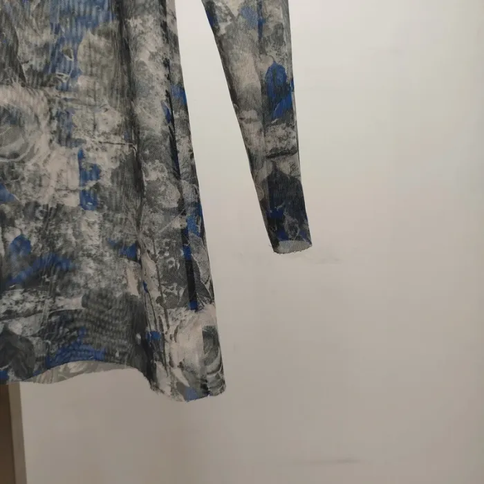 Top col roulé transparent motif roses bleues TU - A448 - photo numéro 5
