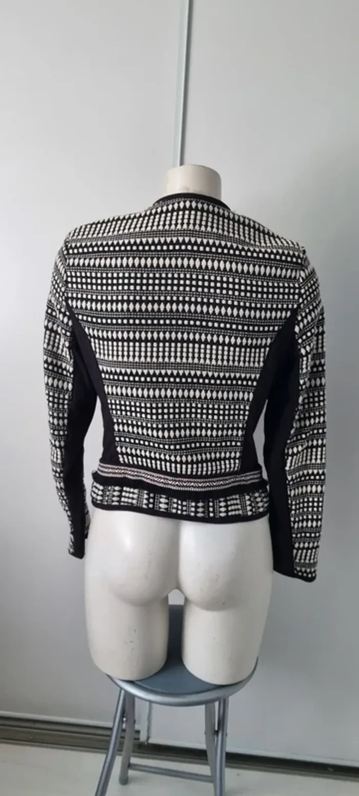 Veste tissés motif noir blanc h&m 38 - photo numéro 6