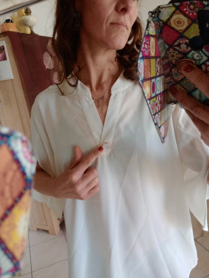 Blouse femme XL blanc cassé c21 - photo numéro 4