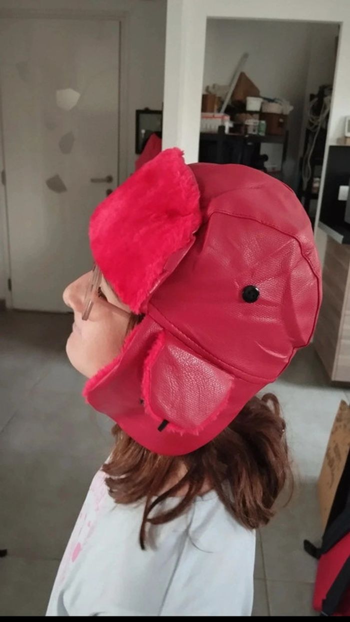 Chapeau style aviateur rouge enfant 52 cm - photo numéro 5