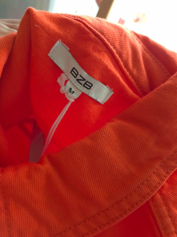 💕Jolie Veste en jean sans manches / Gilet cropped - BZB Orange  -femme  T.M 💕 - photo numéro 6