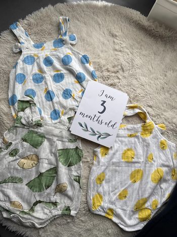 Lot 3 barboteuse légère fruit et fleur plante très jolie 3 mois