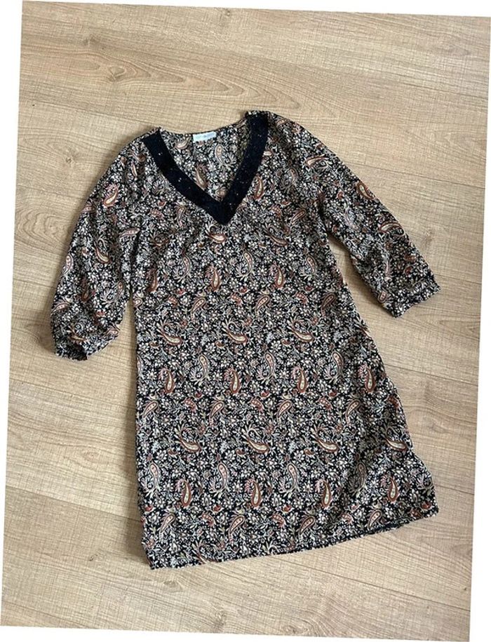 Robe imprimée avec manches 3/4 Cache Cache taille S TBE - photo numéro 11