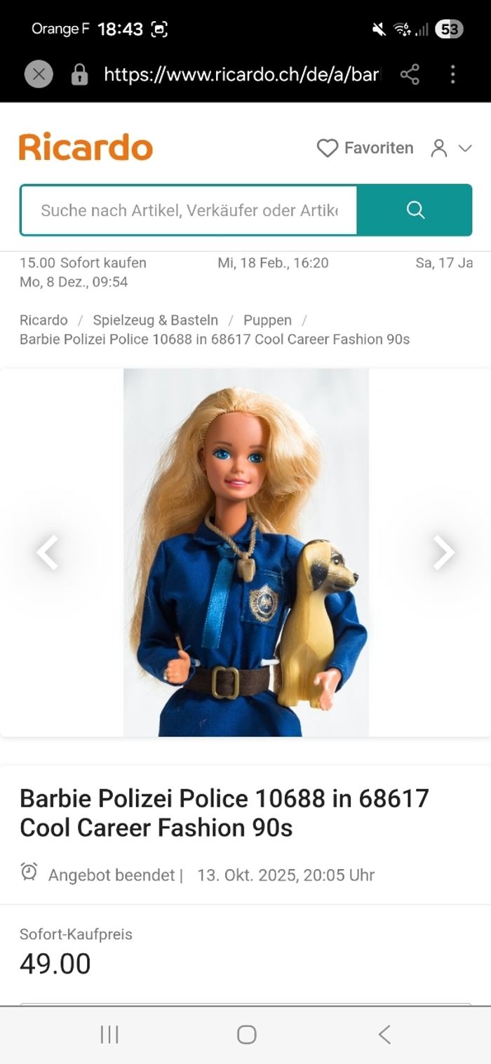 chien policier barbie 1990 - photo numéro 5