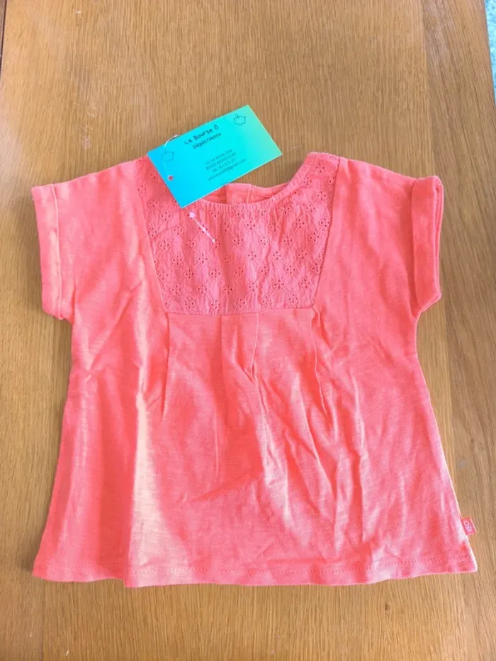 318548 Tee-shirt MC rouge fille 12 mois obaibi