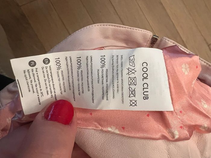 Vends veste rose pale similicuir cool club taille 128cm / 8ans en très bon état - photo numéro 3