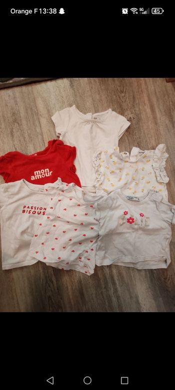 Tee shirt manches courtes fille 9/12 mois