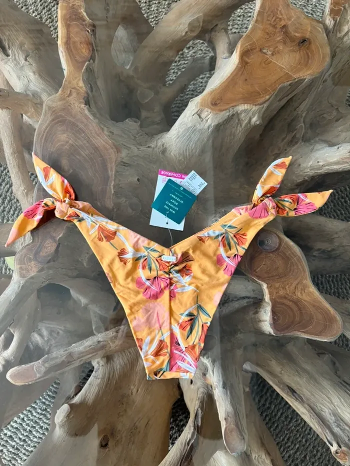 Bas de maillot de bain Roxy femme fleurs orange mini coverage - photo numéro 4