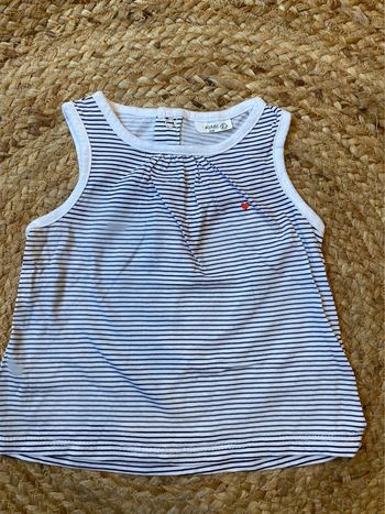 T-shirt fille rayé avec cœur rouge, 6 mois