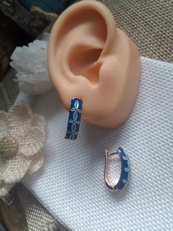 Boucles d'oreilles émaillées bleues