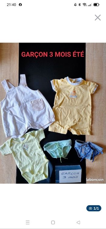 Lot garçon 3 mois été 5 pièces