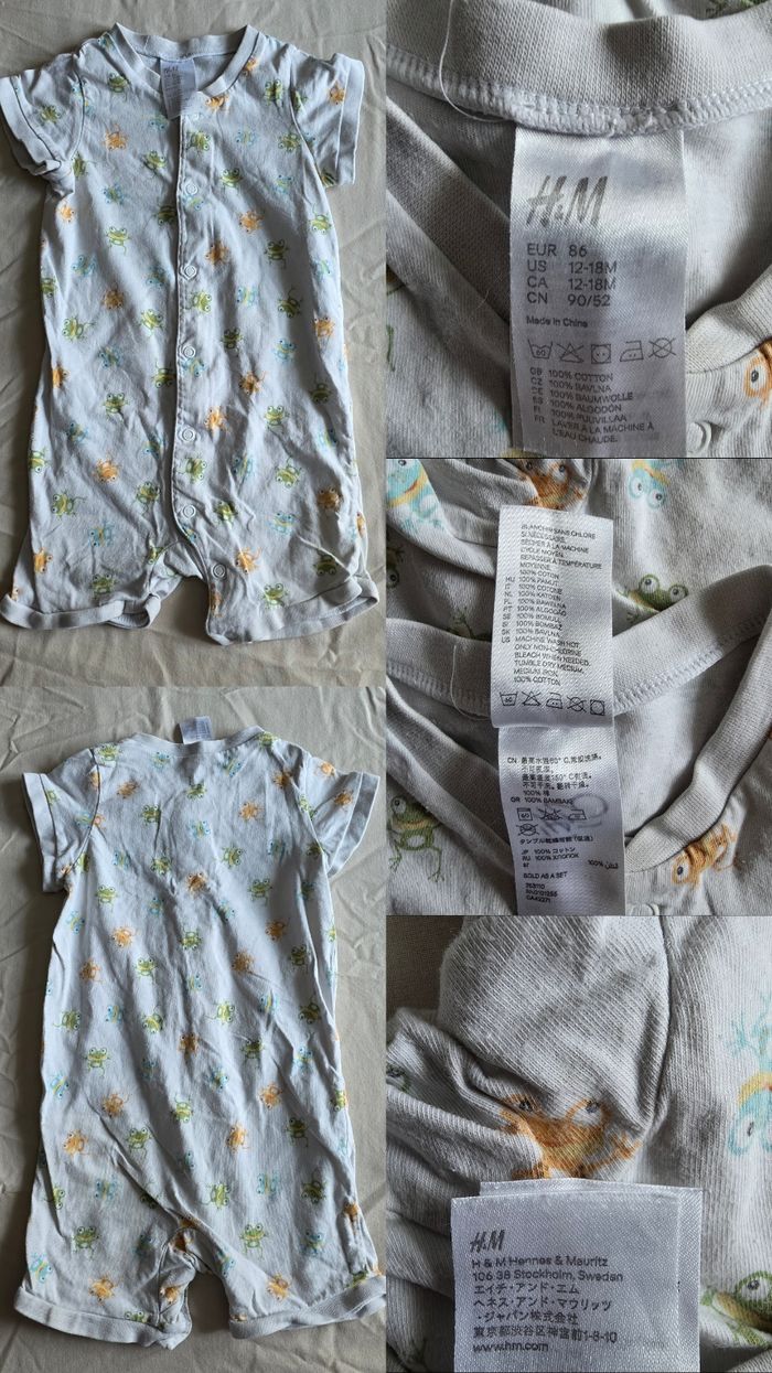 Lot 2 Barboteuses Pyjamas Coton H&M & Funny Farm 12 MOIS - photo numéro 3