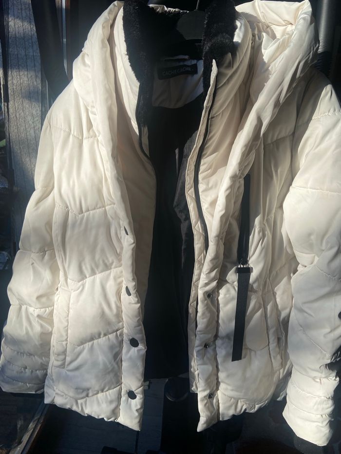 Parka chaude taille 38 blanc crème marque cache cache - photo numéro 2