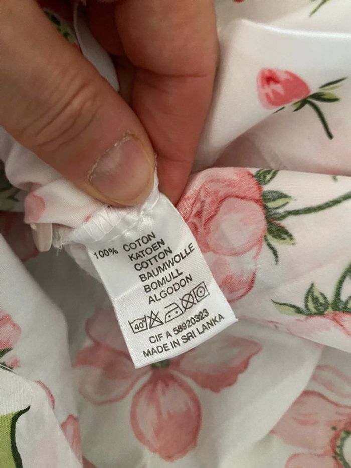 Robe d’été blanche avec fleurs rose et vertes taille 34 - photo numéro 18