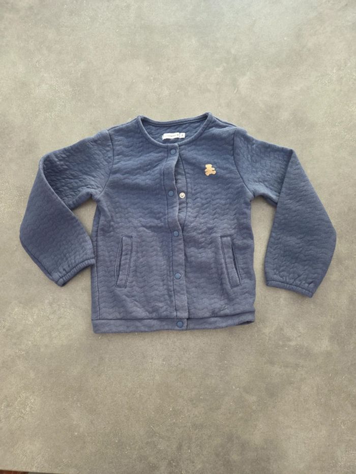Cardigan veste a pression fille bleu lulu Castagnette T3ans bon état