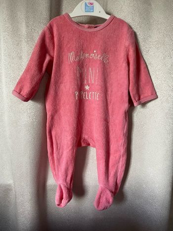 Pyjama velours rose Mademoiselle pipelette 3 mois Kiabi
