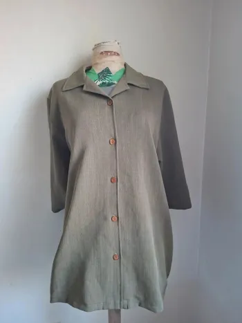 Chemise kaki vintage, style militaire, look décontracté, en très bon état, taille 44/46