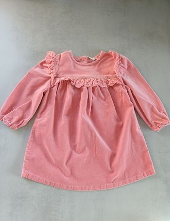 Robe manches longues en velours rose TAO 2 ans très bon état