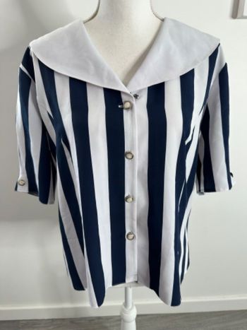 Blouse marinière bleue marine et blanche Yessica Vintage T46 3XL