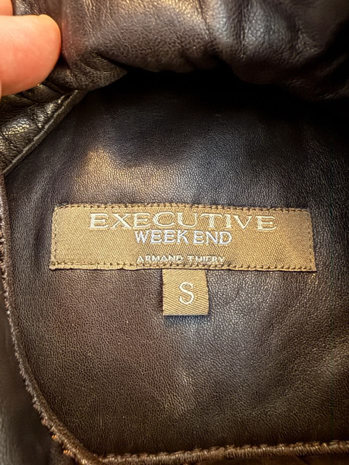Manteau en cuir vintage marron Armand Thiery Taille S - photo numéro 3