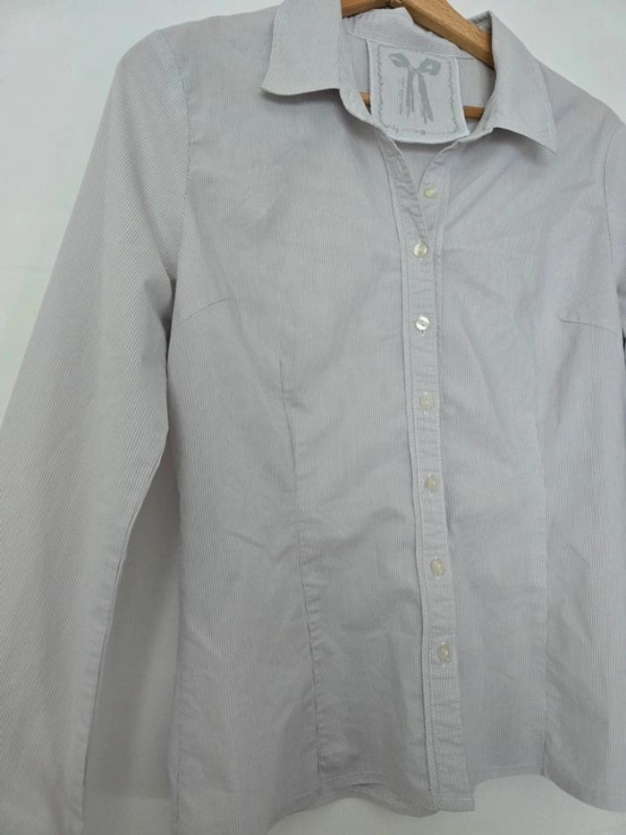 Chemise cintrée grise à rayures - photo numéro 2