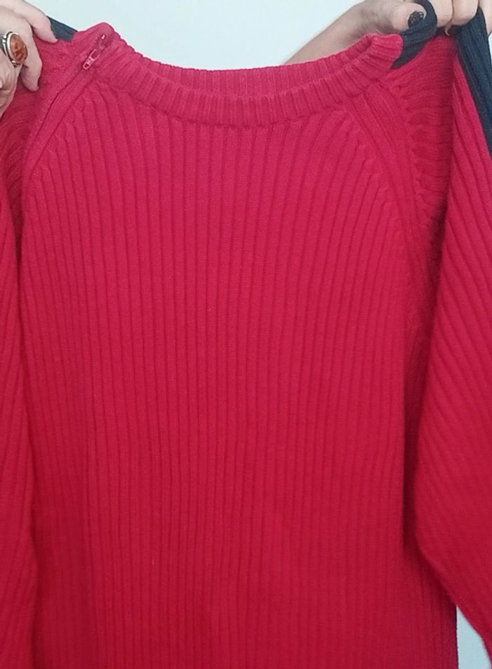 Gros pull côtelé rouge homme taille L - photo numéro 3