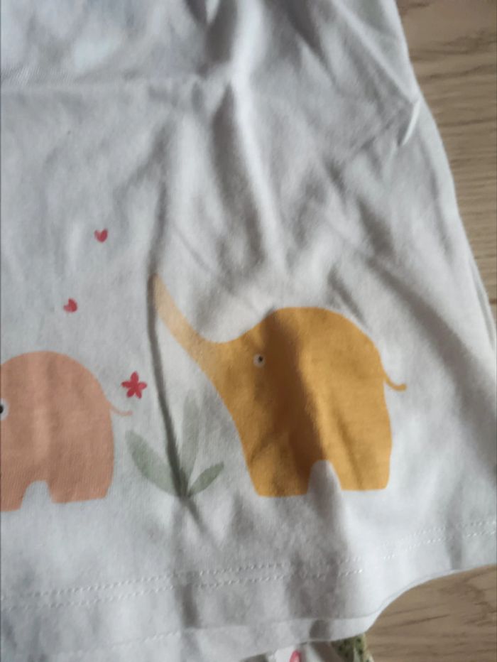 Ensemble short tee shirt été elephants coloré 12 mois - photo numéro 4