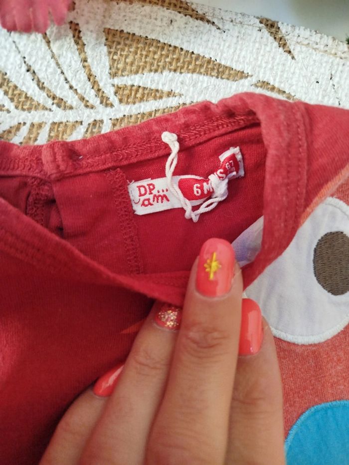 T-shirt rouge oiseau garçon 6 mois été vacances - photo numéro 2