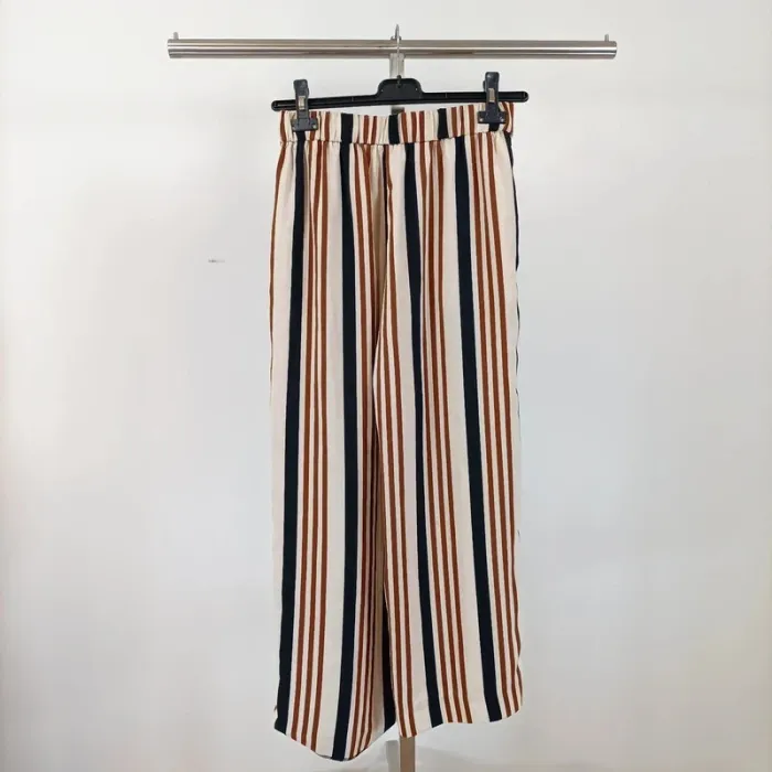 Pantalon Palazzo à rayures noires et marron, boutons à l'avant - XS Zara - A317 - photo numéro 5