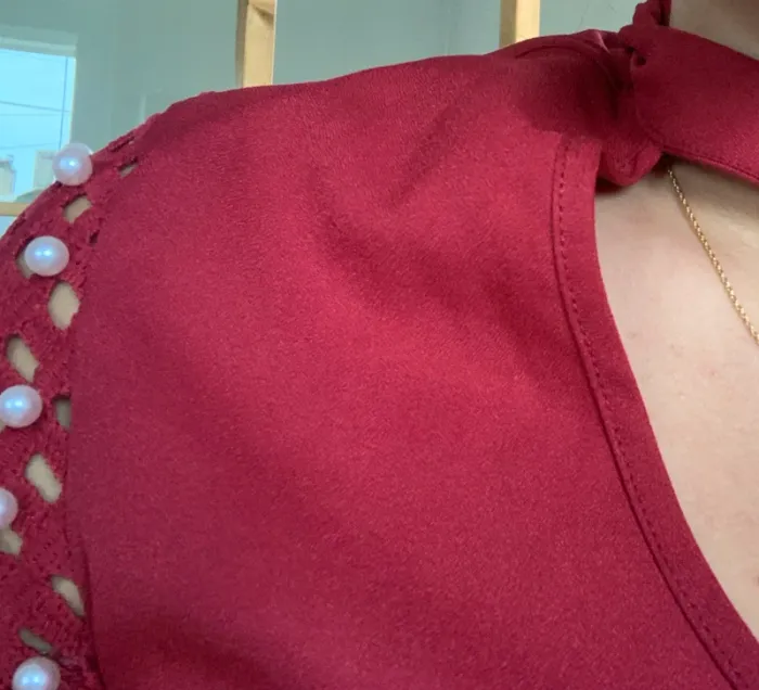 Top rouge bordeaux perles shein - photo numéro 3