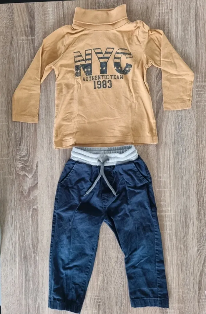 Look t-shirt manches longues et pantalon chino
