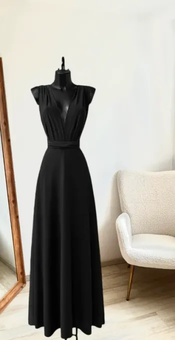 Robe noire dos nu multi positions de fabrication française