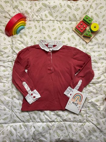 polo rose col blanc 8 ans acanthe