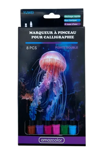 X8 Marqueurs pinceaux double pointe pour calligraphie – Yuwei Amazcolor - Couleur Froide Neuf
