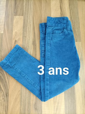 Pantalon velours côtelé bleu 3 ans Du Pareil au même 