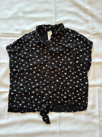 Chemisier à manches courtes noir - 12 ans