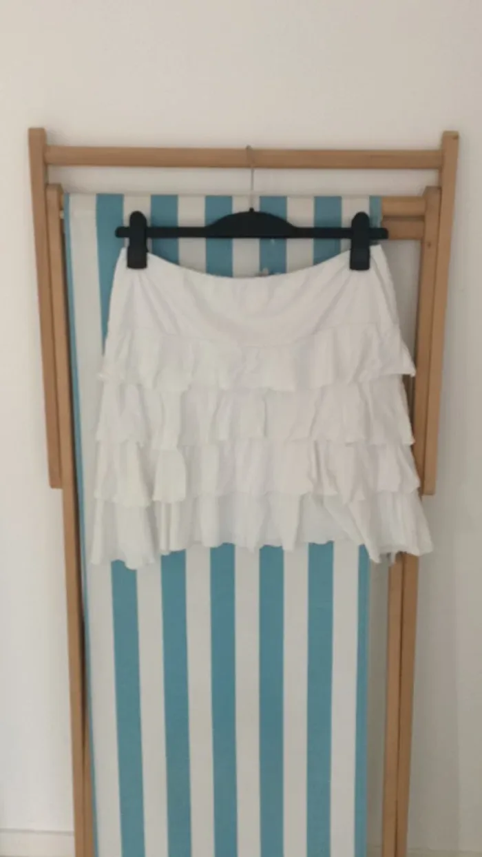 Jupe été blanche à volants taille 40