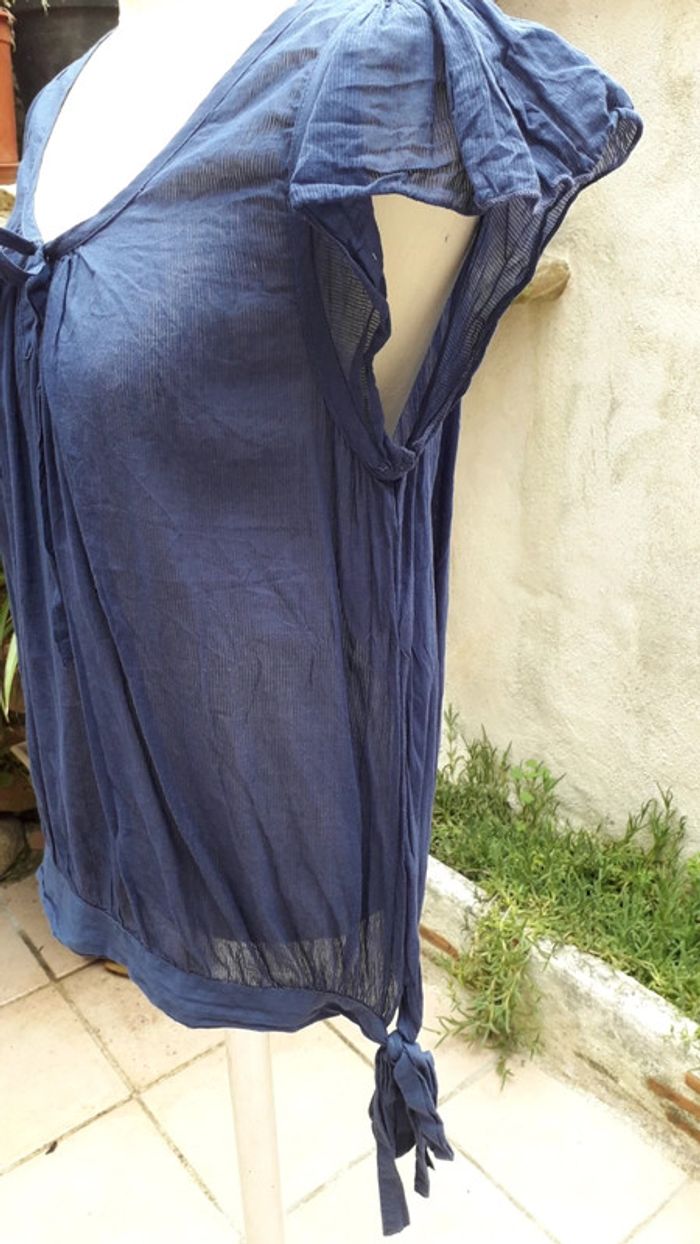 Tunique blouse coton tout léger bleu marine - photo numéro 3