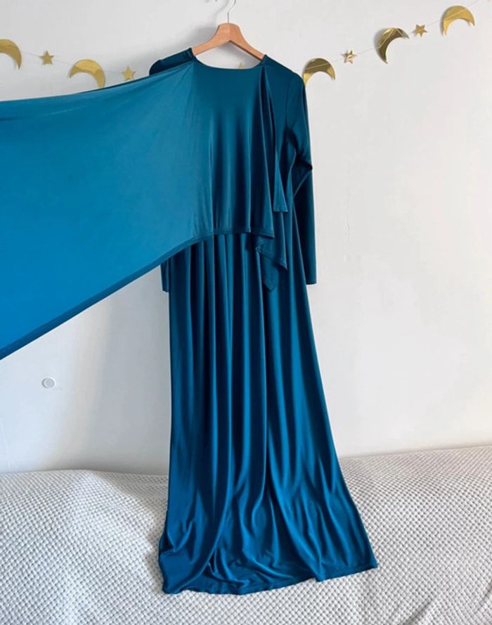 Robe Longue En Bleu Pétrole Taille M/L - photo numéro 11