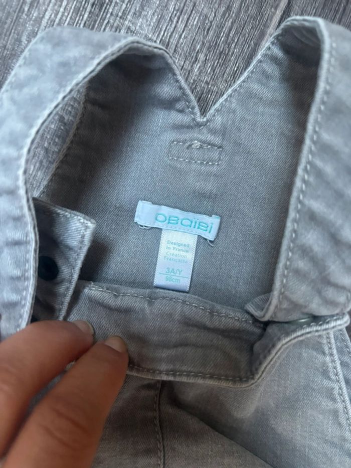 Jupe salopette jeans gris fille 3 ans - photo numéro 3